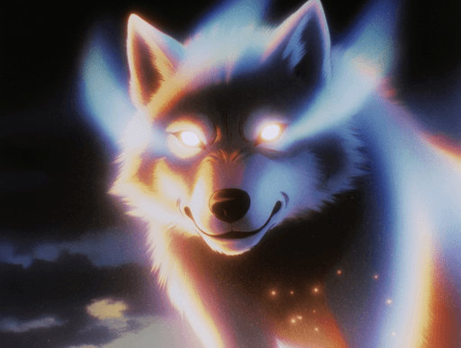 A friendly, smiling wolf represents one possible personality of the racing companion.