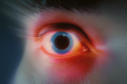 Close-up of an eye in the Drion speculative scenario.
