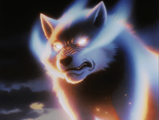 An aggressive wolf represents another expression of the racing companion.